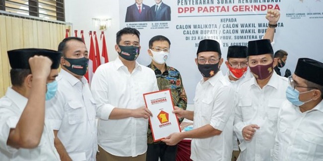 Ketua DPC PDI Perjuangan Medan, Hasyim SE, ikut hadir saat Partai Gerindra menyerahkan rekomendasi kepada Bobby-Aulia
