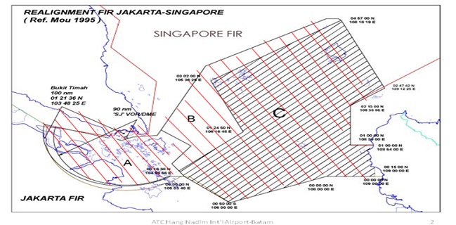 Peta FIR Kepulauan Riau-Natuna yang dikelola Singapura berdasarkan perjanjian 1995 (Foto: Rmol.id)