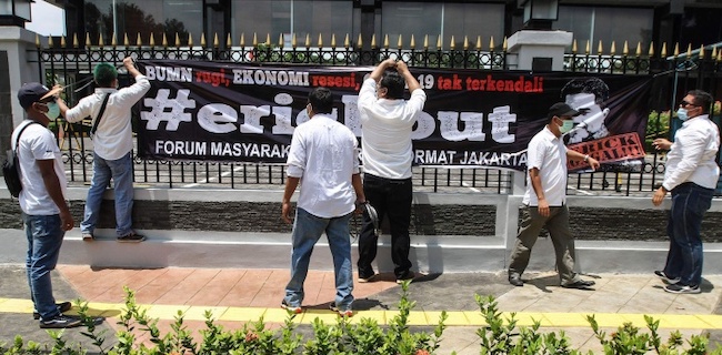 Format Jakarta saat menggelar aksi mengkritik Erick Thohir/RMOL