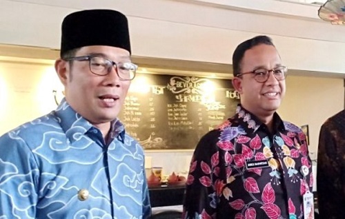 Gubernur DKI Jakarta Anies Baswedan bersama Gubernur Jawa Barat, Ridwan Kamil/Fajar.co.id