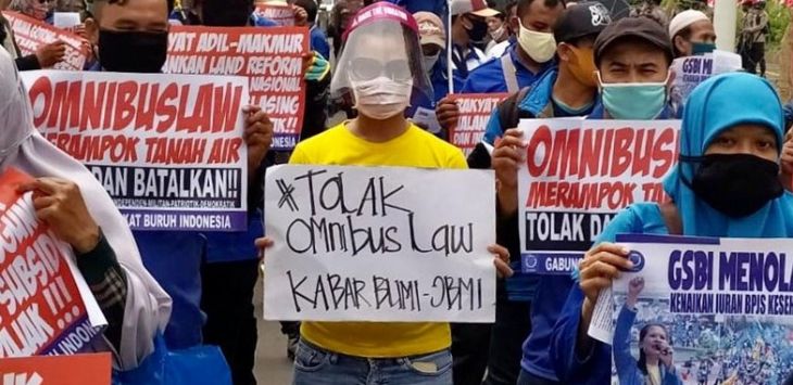 Demo buruh tolak Omnibus Law RUU Cipta Kerja