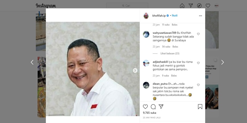 Unggah Surat Perintah Penunjukkan Plt Walikota Surabaya, Khofifah Ditanya Netizen: Mengapa Tidak Ucapkan Selamat Kepada Risma?
