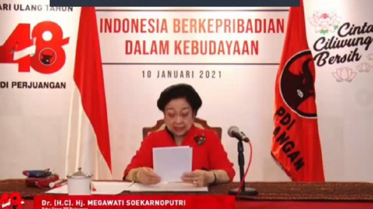 Megawati Soekarnoputri saat HUT PDIP 48.