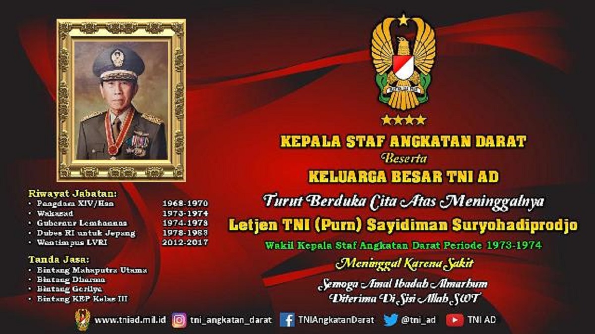 Letjen TNI (Purn) Sayidiman Suryohadiprodjo Dikenal Cemerlang dari Militer hingga Diplomasi