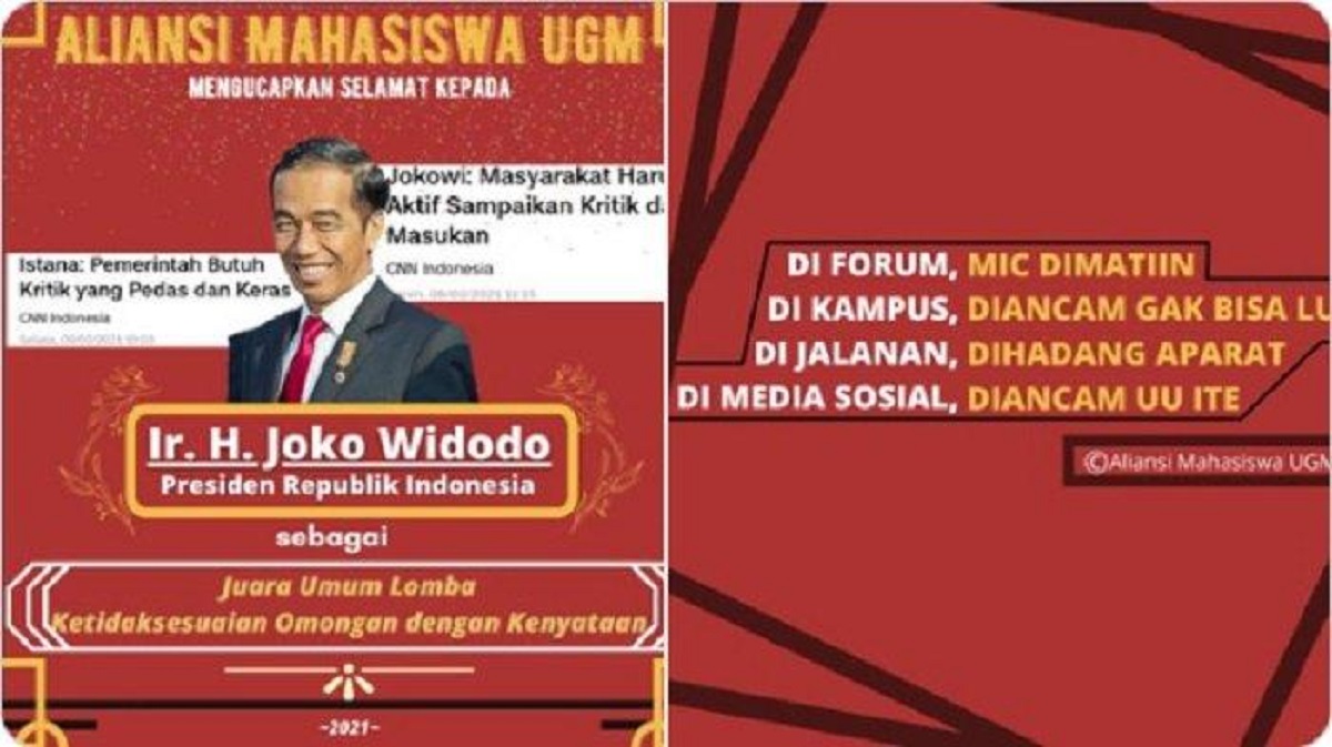 Jokowi Dapat Juara Ketidaksesuaian Omongan dengan Kenyataan, Kritikan dari Aliansi Mahasiswa UGM