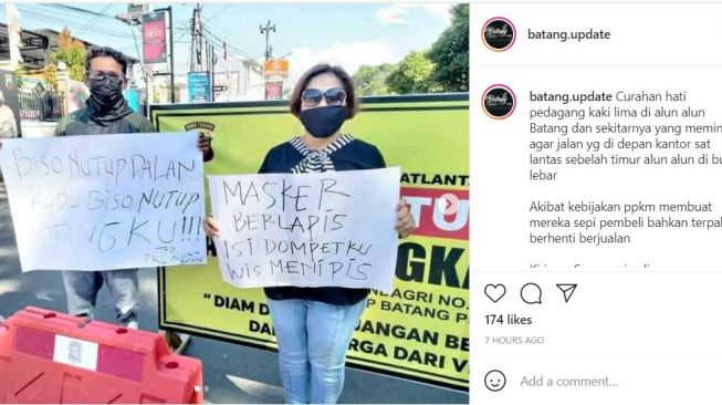 Duh! Protes PPKM, PKL di Alun-alun Kota Batang Menjerit: Isi Dompetku Wis Menipis