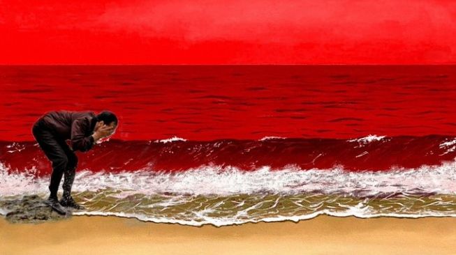 Beredar Meme Presiden Jokowi Cuci Muka di Laut Merah yang Dilukis SBY, Netizen: Ambyar
