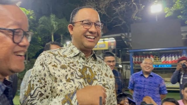 Bacapres Koalisi Perubahan Anies Baswedan usai bertemu SBY di Puri Cikeas pada Jumat (25/8/2023) malam. [Suara.com/Bagaskara]